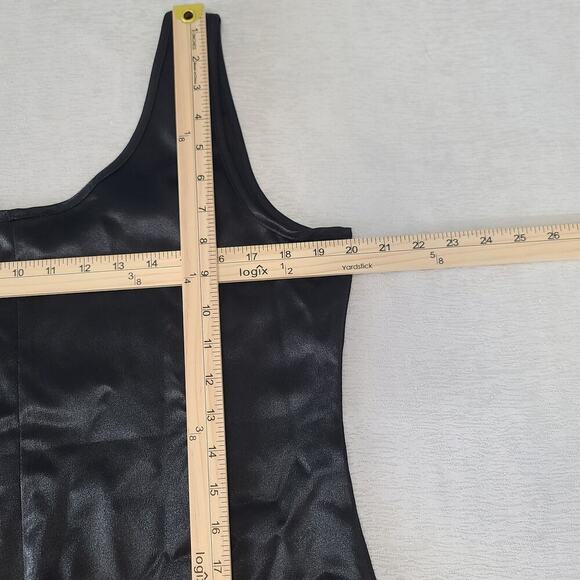 Marina women's satin black tank Sz Large Goth Fairy grunge Matrix Dark feminine - Picture 4 of 9